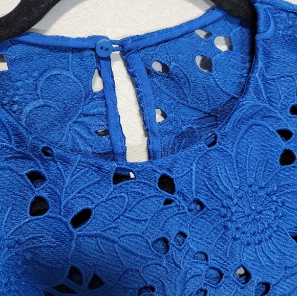 Diane von Furstenberg DVF blue floral lace open back dress - Picture 9 of 14